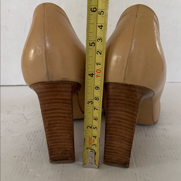 Italian shiny and soft natural tan color leather shoes square block heels Eu 40 - Picture 8 of 8